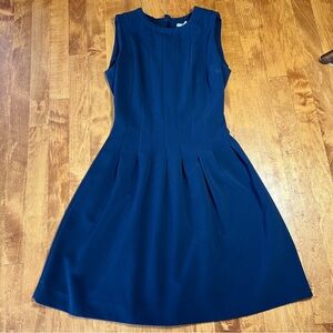 H&M Navy Blue Pleated Midi Dress